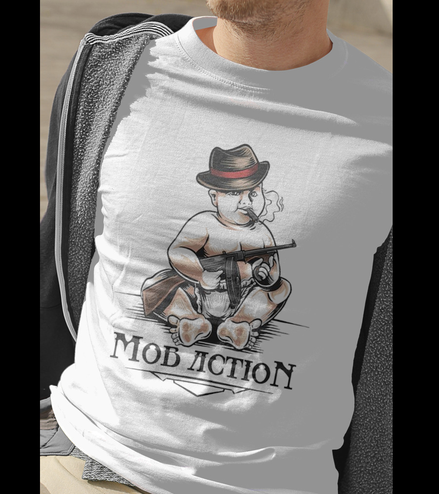 Baby Capone Mob Action Smoking Fedora Gun T-Shirt