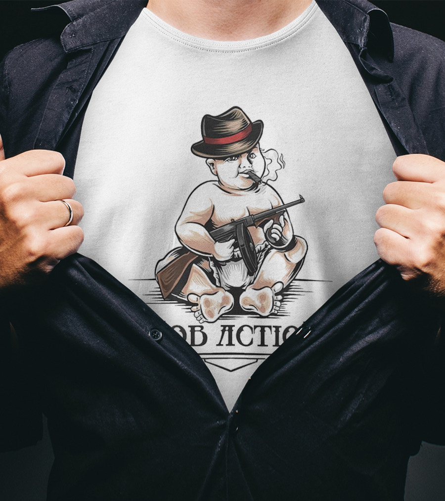 Baby Capone Mob Action Smoking Fedora Gun T-Shirt