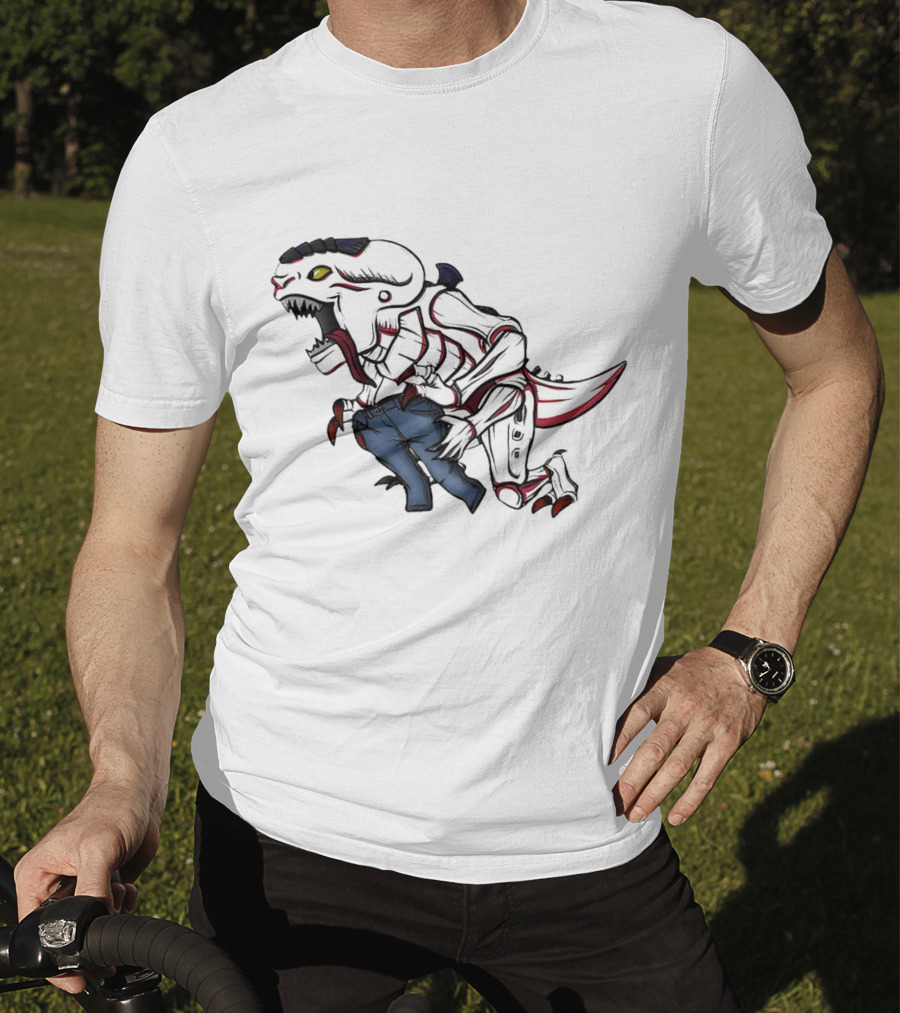 Jeanstealer Dinosaur Creature Carrying Blue Pants T-Shirt