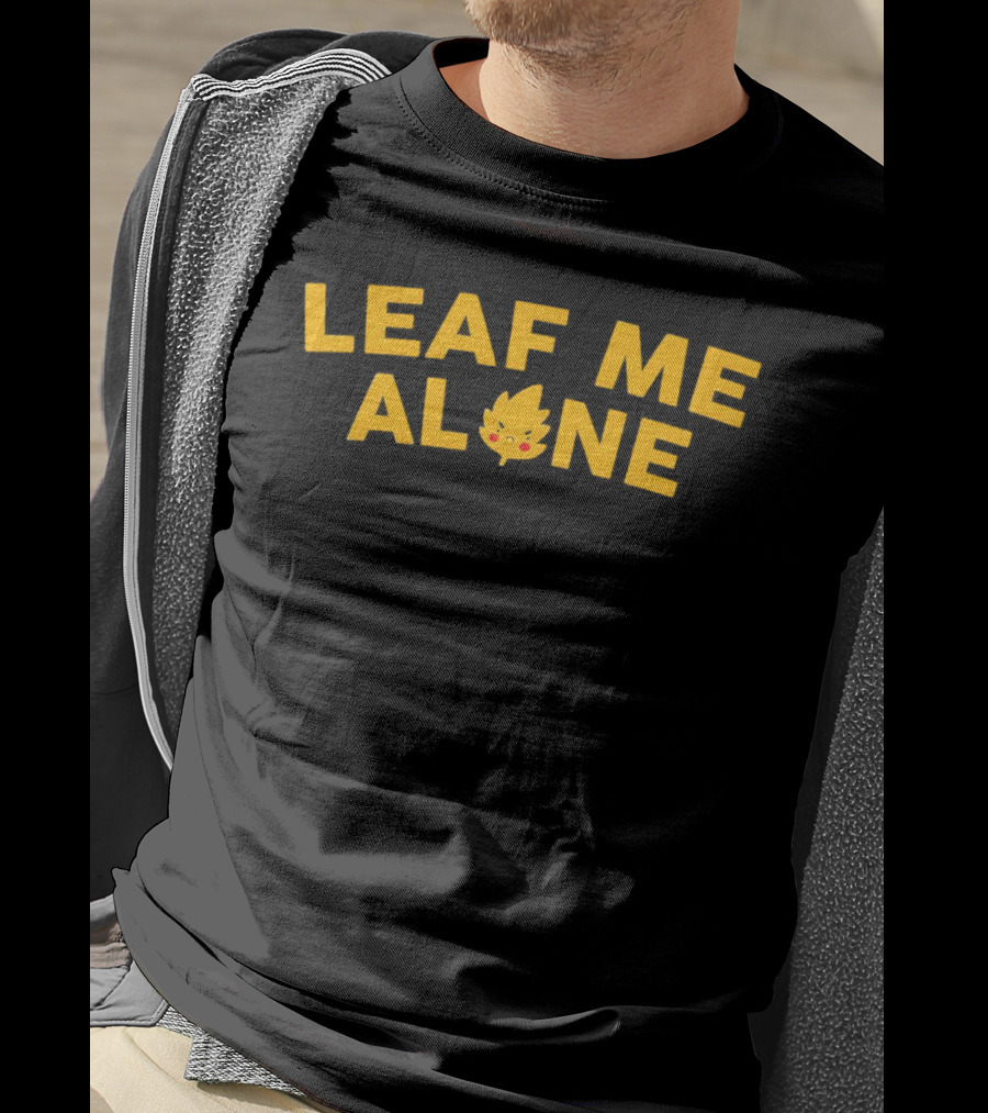 Leaf Me Alone Cute Leaf Face Cartoon T-Shirt