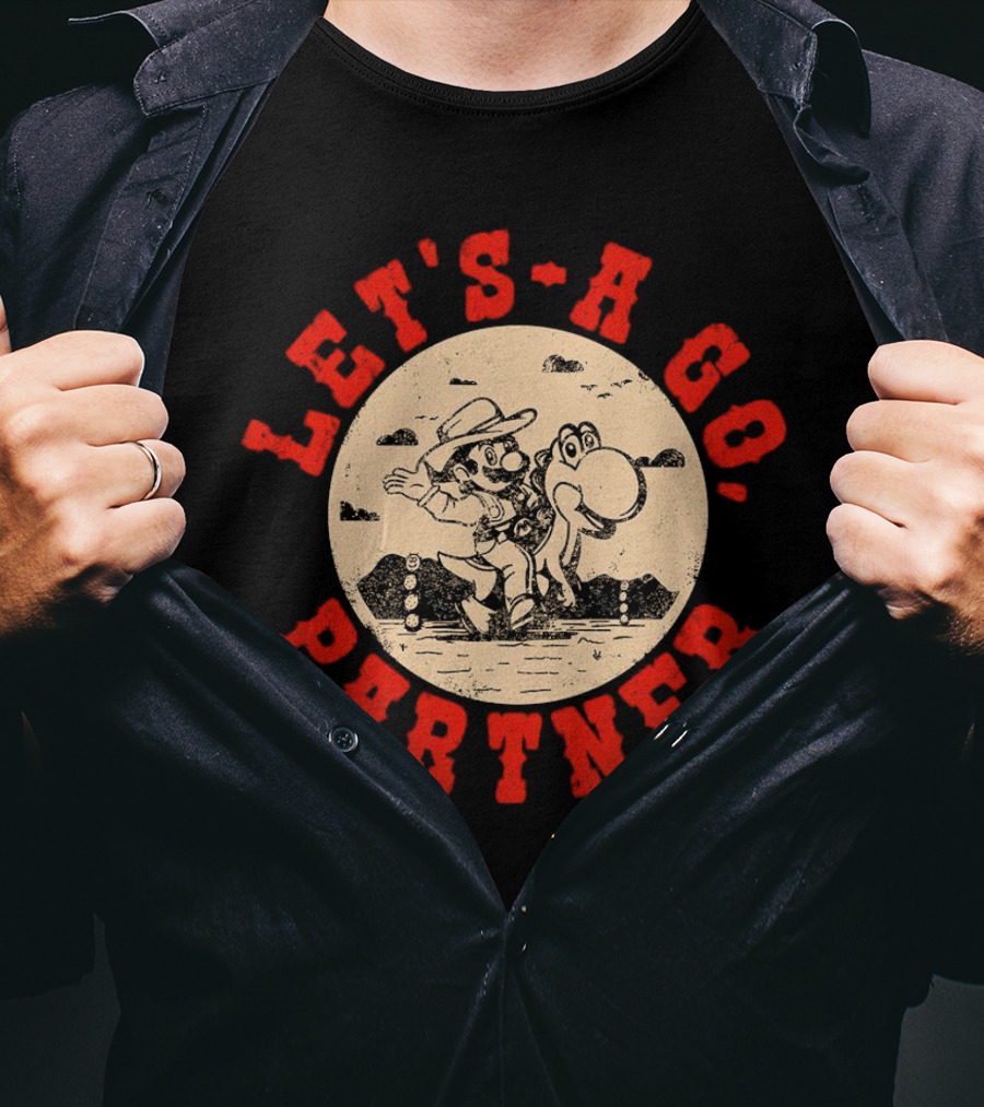 Let's-a Go Partner Mario And Yoshi Western Adventure T-Shirt