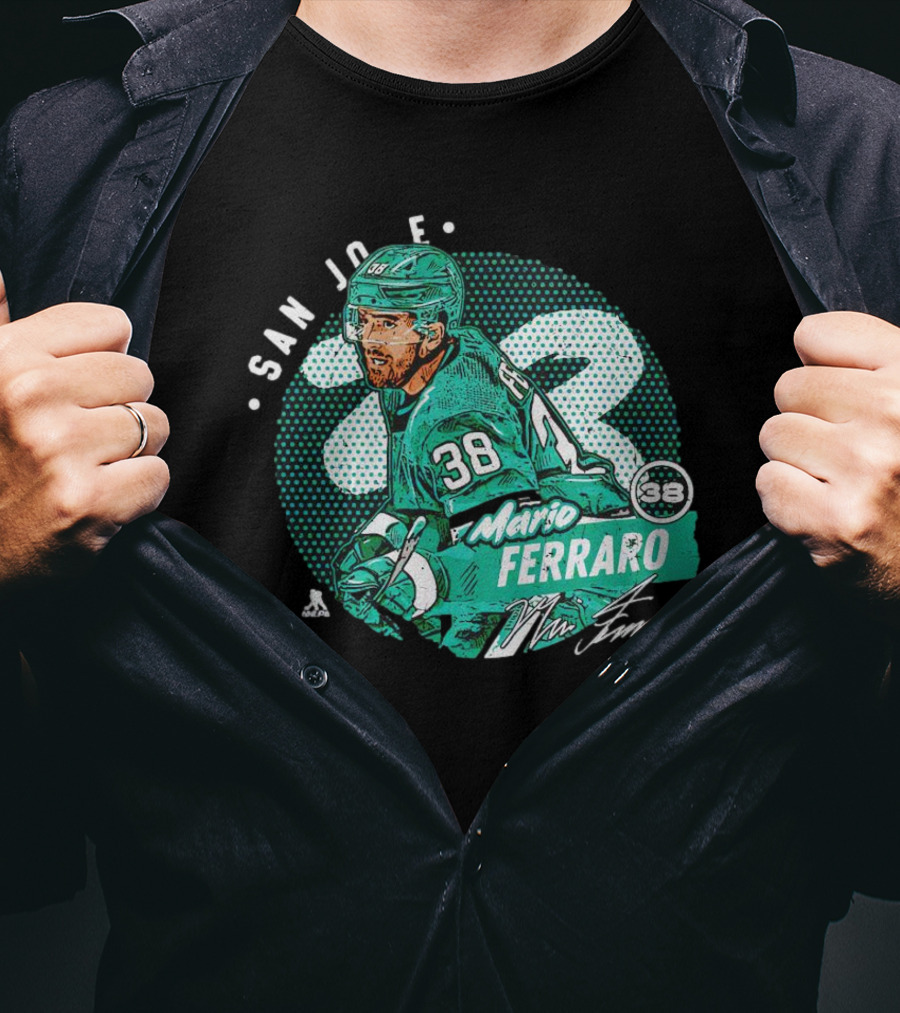 Mario Ferraro San Jose Sharks 38 Signature T-Shirt