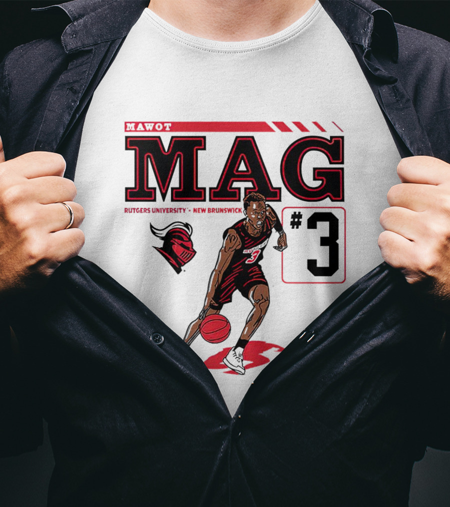 Mawot Mag #3 Rutgers Scarlet Knights Basketball Caricature Rutgers University New Brunswick T-Shirt