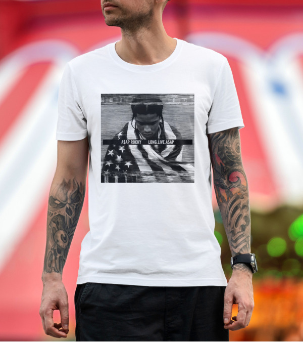 Premium T-Shirt: ASAP Rocky Wrapped in American Flag Long Live ASAP T-Shirt ASAP Rocky Wrapped in American Flag Long Live ASAP T-Shirt