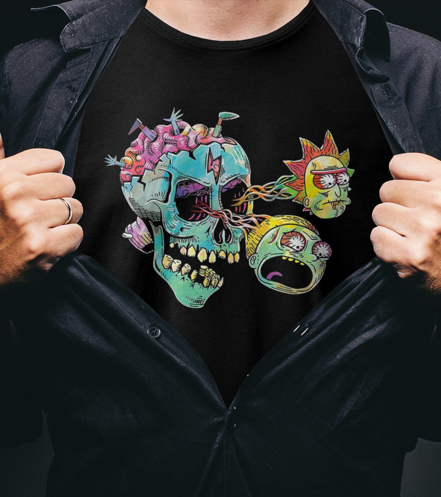 Eyeball Skull Rick And Morty Trippy Surreal Brain Explosion T-Shirt