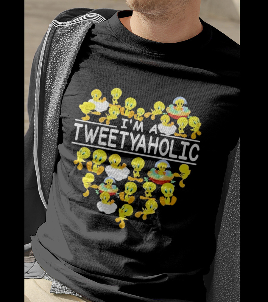 I'm A Tweetyaholic Heart Design Featuring Multiple Tweety Bird Poses T-Shirt