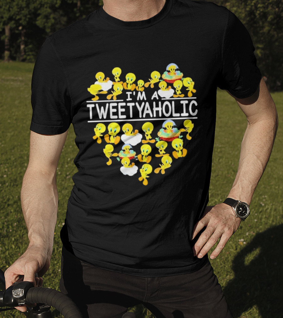 I'm A Tweetyaholic Heart Design Featuring Multiple Tweety Bird Poses T-Shirt