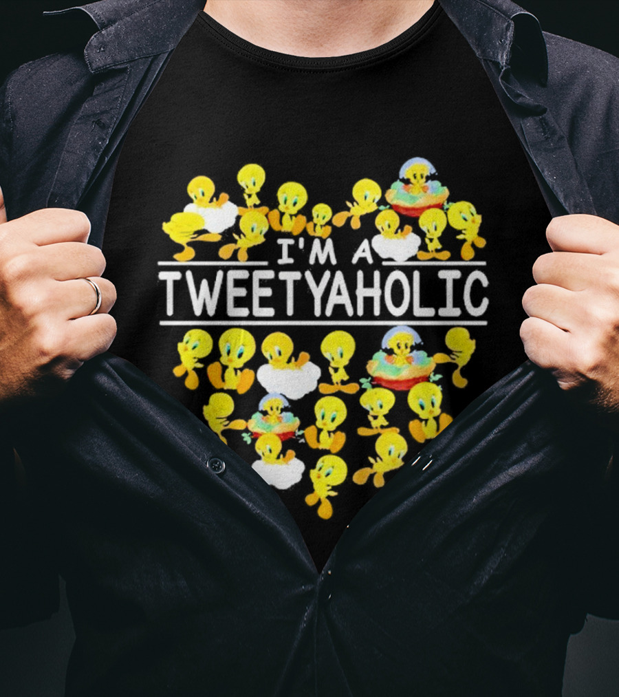 I'm A Tweetyaholic Heart Design Featuring Multiple Tweety Bird Poses T-Shirt