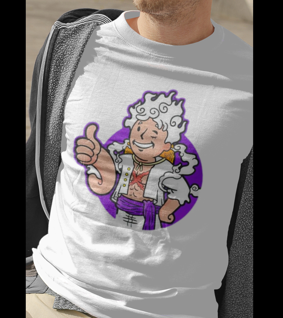 Luffy Sun God Boy Nika One Piece Vault Boy Mashup T-Shirt