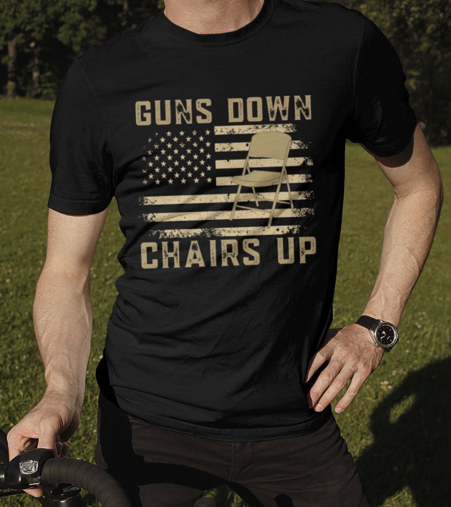 Guns Down Chairs Up American Flag Montgomery Alabama Brawl T-Shirt