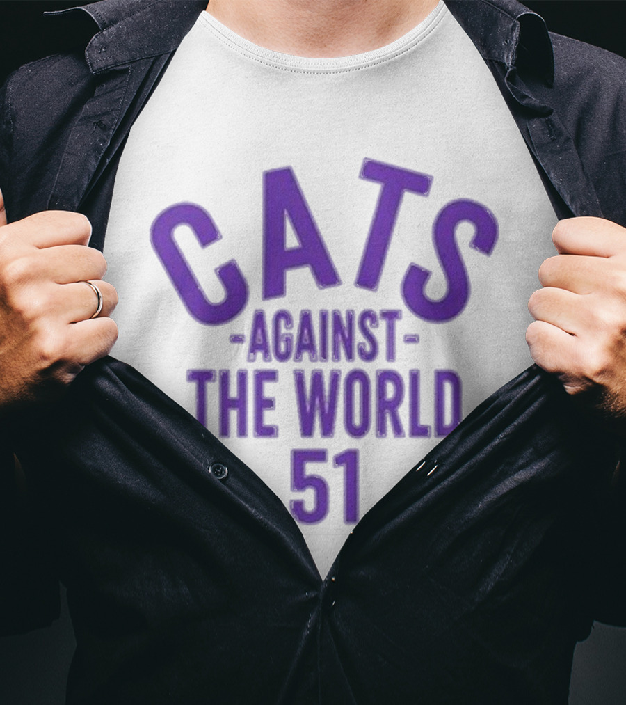 Northwestern Coaches Cats Against The World 51 Retro Purple T-Shirt