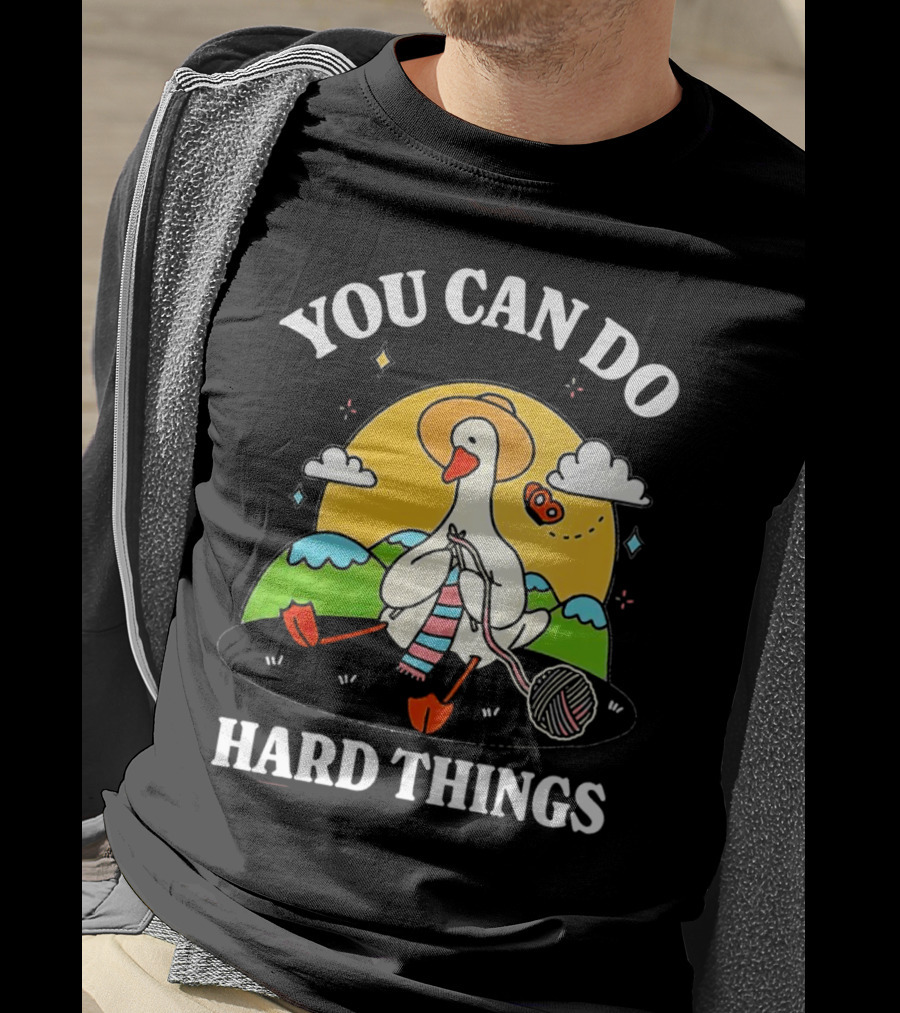 Duck You Can Hard Things Teacher Happy Duck In Hat With Scarf And Whistle T-Shirt