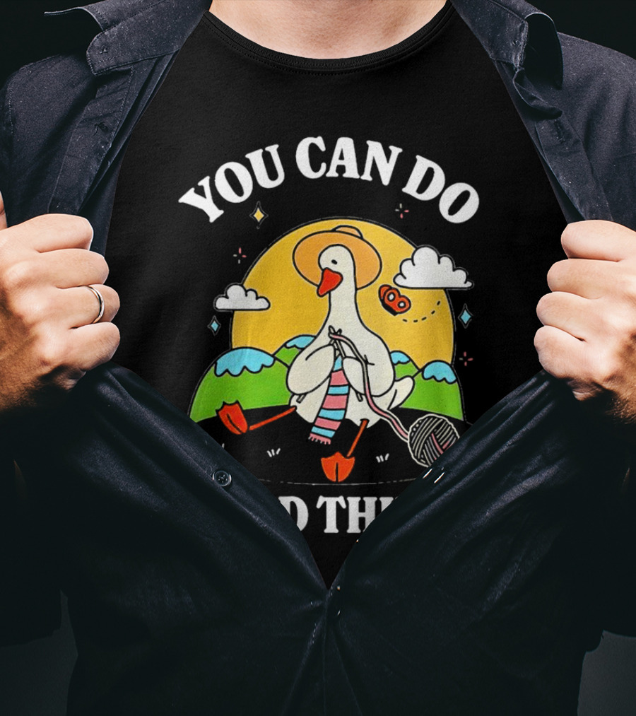 Duck You Can Hard Things Teacher Happy Duck In Hat With Scarf And Whistle T-Shirt
