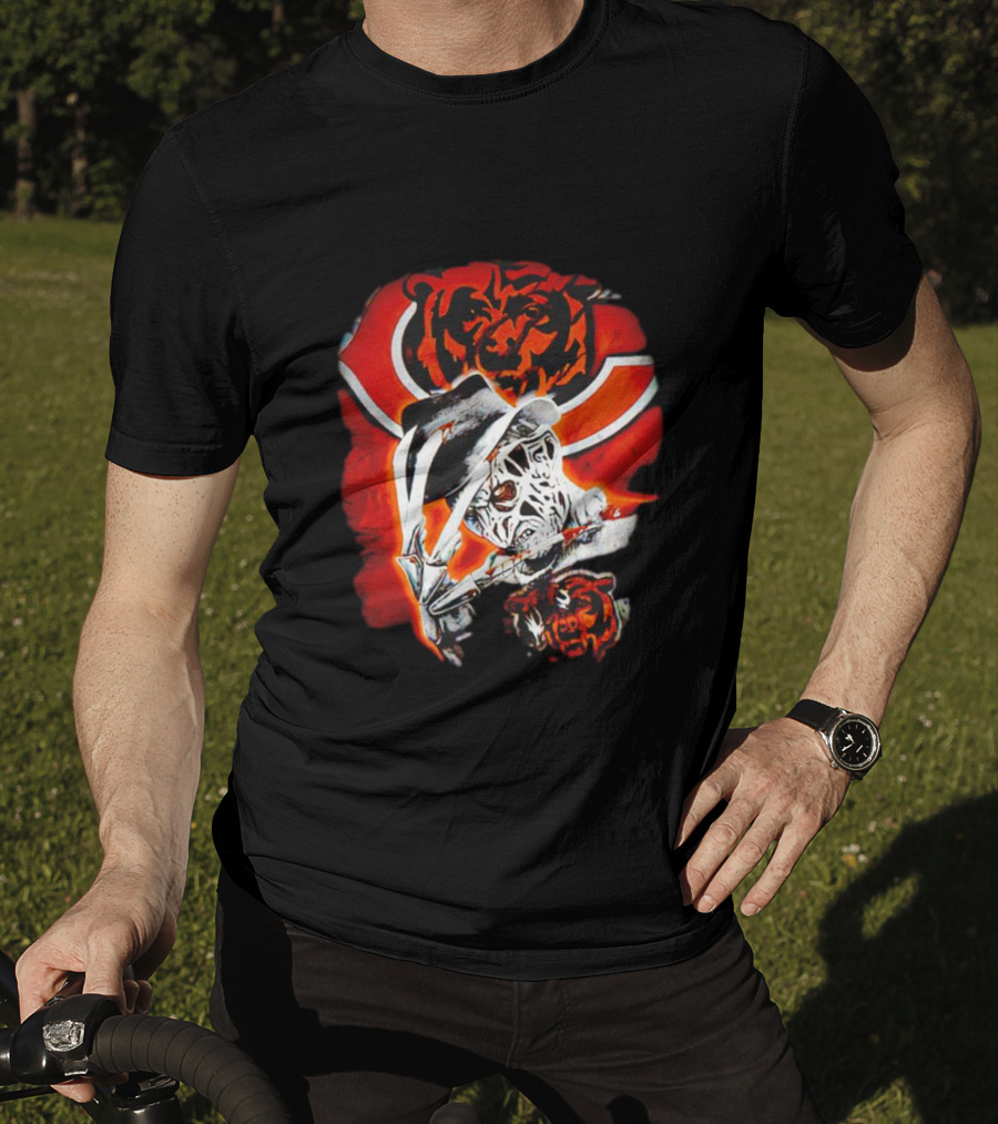 Freddy Krueger Chicago Bears Halloween Horror Crossover T-Shirt
