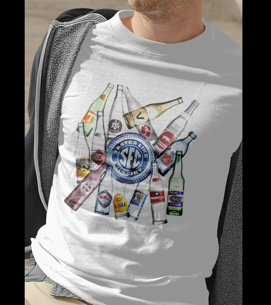 SEC Tastes Like Victory Logos LSU Auburn Tennessee Georgia Missouri South Carolina Arkansas Bottles T-Shirt