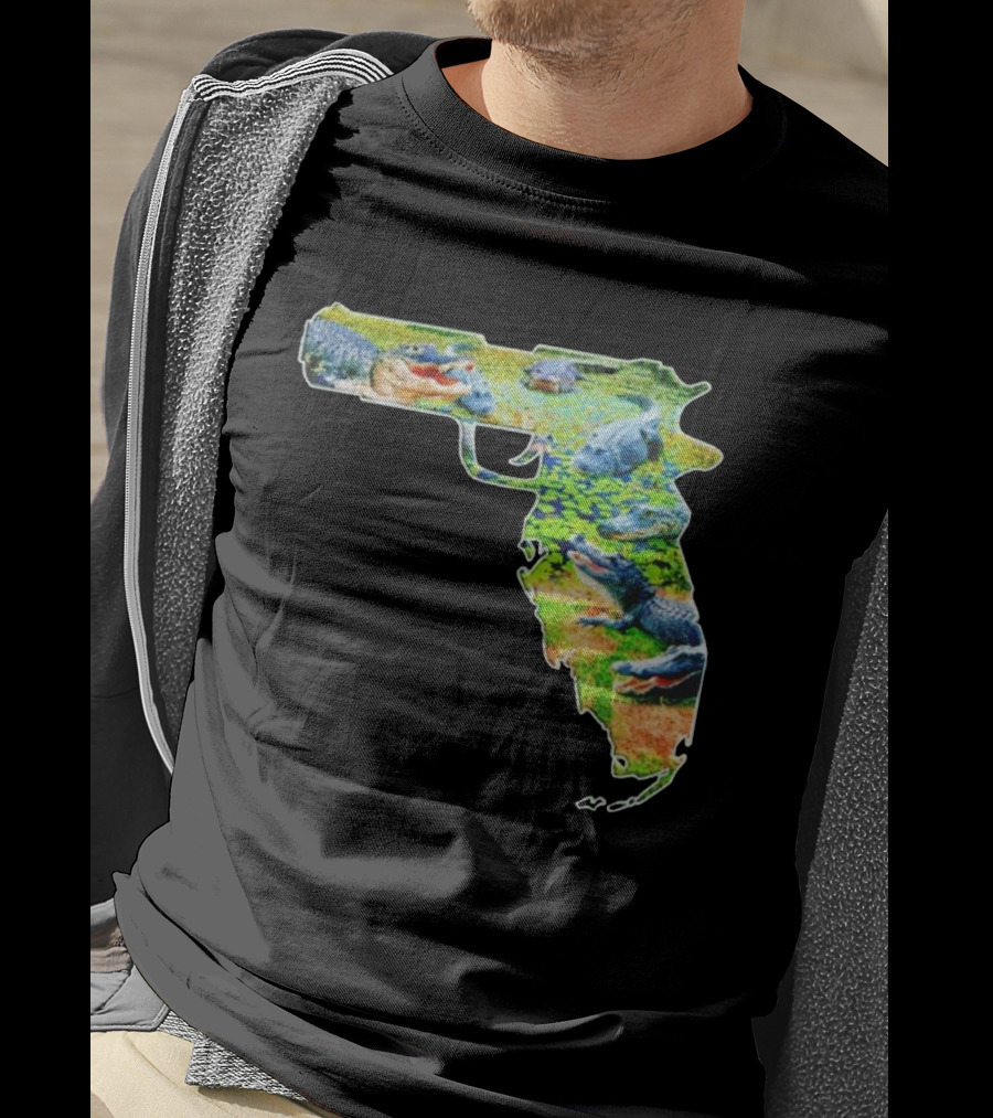 Florida Alligator Shape Gun T-Shirt