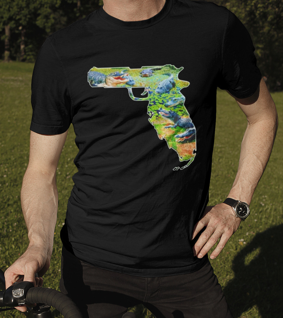 Florida Alligator Shape Gun T-Shirt