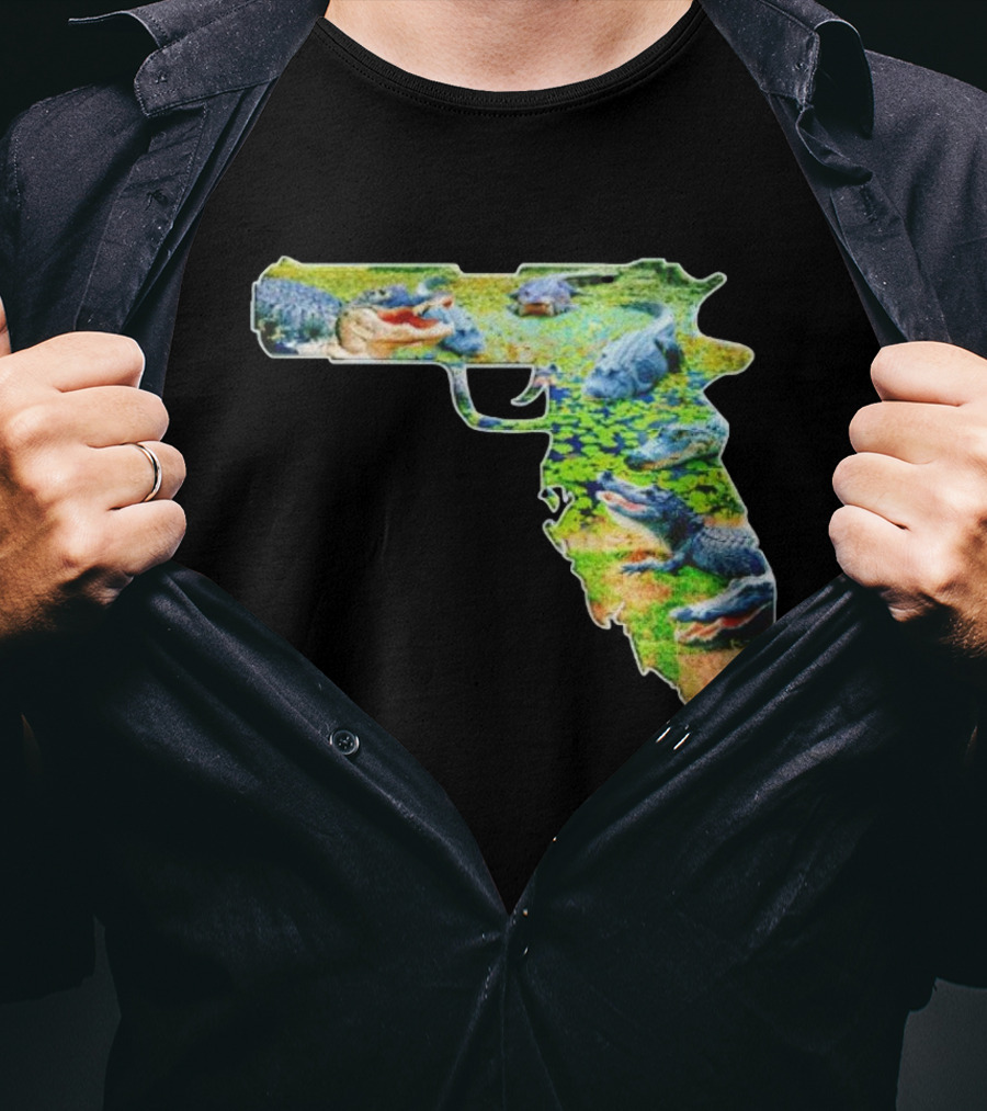 Florida Alligator Shape Gun T-Shirt
