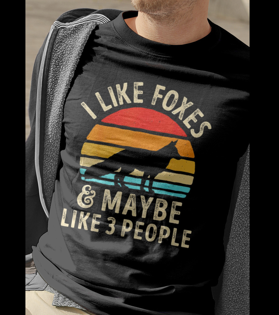 I Like Foxes And Maybe Like 3 People Vintage Sunset T-Shirt