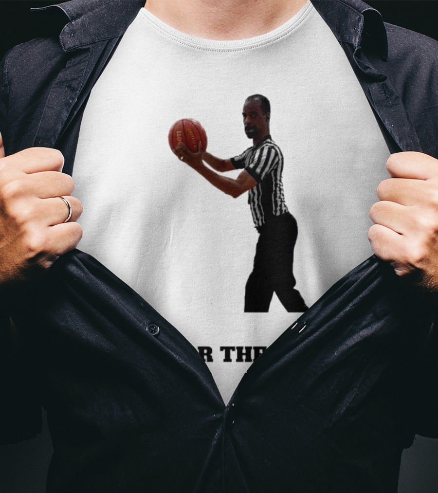 Omar The Ref Holding Basketball In Striped Uniform T-Shirt
