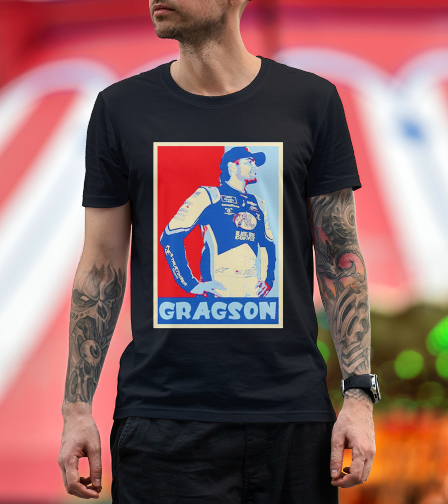 Gragson Blue and Red Racing Portrait Black Rifle Coffee Company T-Shirt
