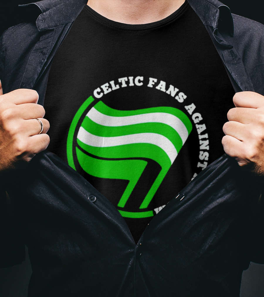 Celtic Fans Against Racism Green And White Flag T-Shirt