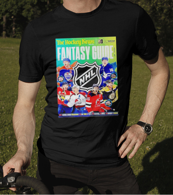The Hockey News Fantasy Guide 2023-24 NHL Cover Featuring Erik Karlsson Cale Makar T-Shirt