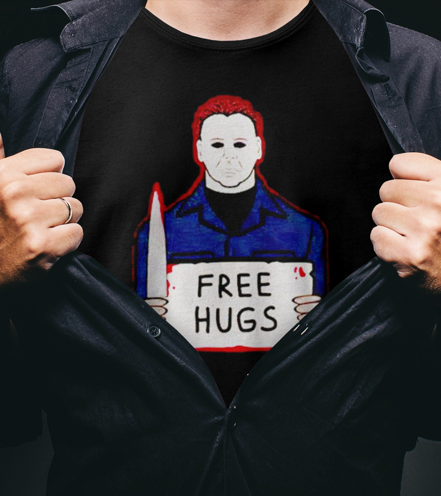 Free Hugs Michael Myers Knife Halloween Horror T-Shirt