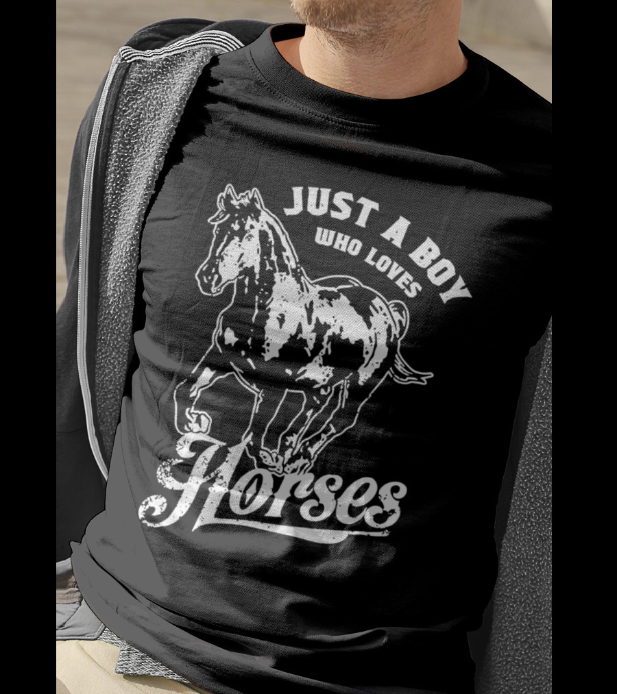 Just A Boy Who Loves Horses Riding T-Shirt