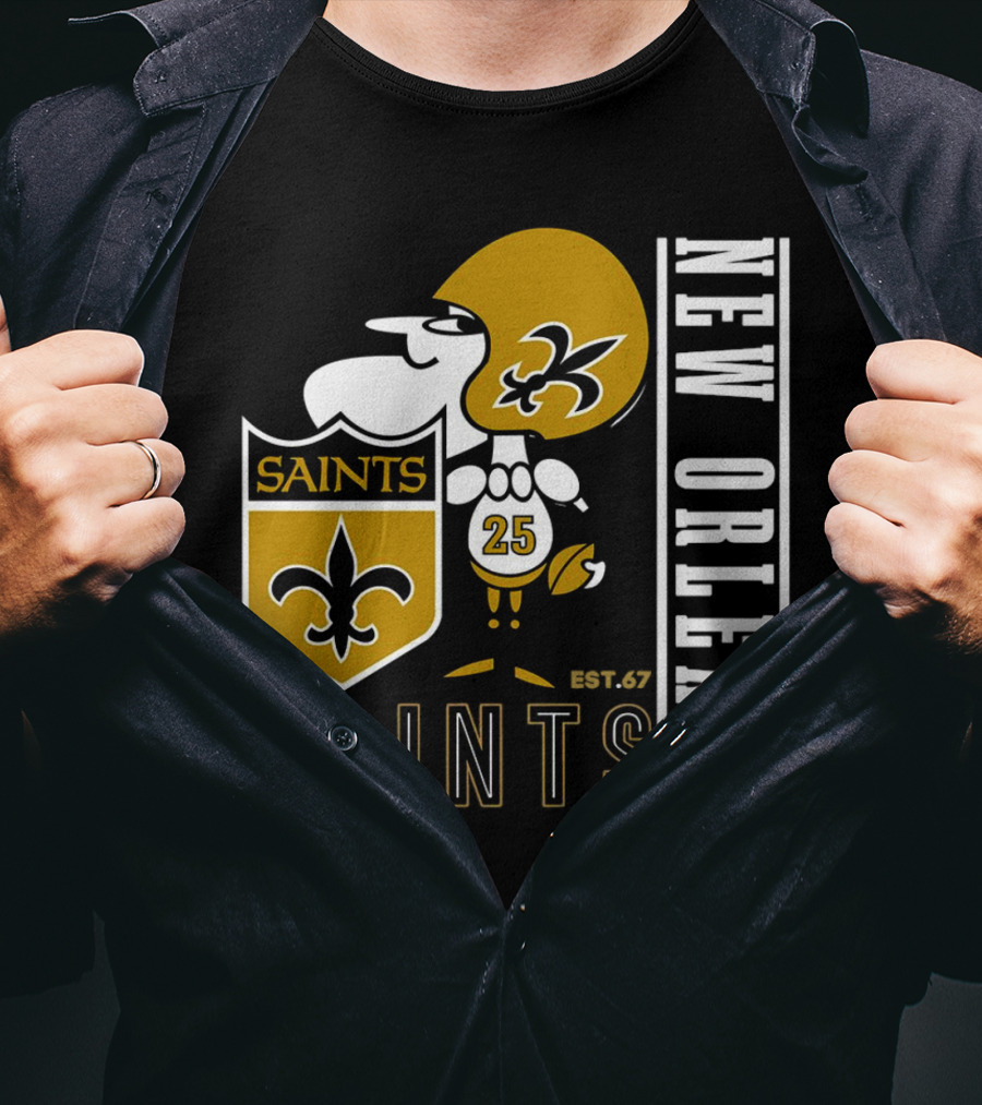 New Orleans Saints Est.67 Mascot With Shield And Fleur-de-Lis T-Shirt