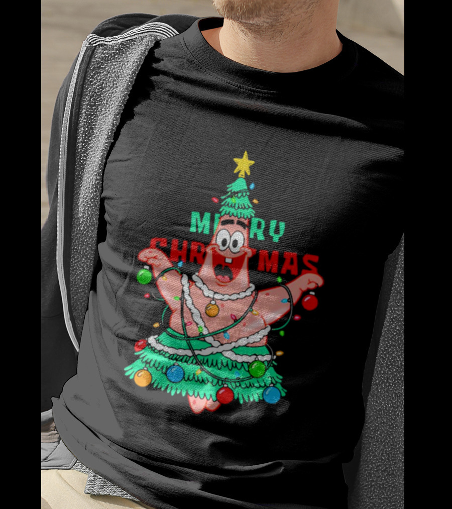 Merry Christmas Patrick Tree Holiday Lights T-Shirt
