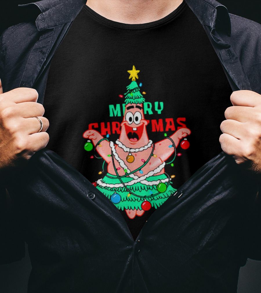 Merry Christmas Patrick Tree Holiday Lights T-Shirt