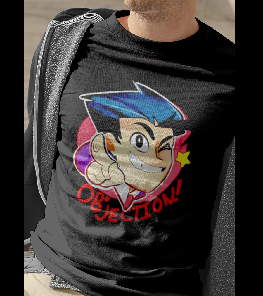 Phoenix Wright Ace Attorney Objection Winking Pose T-Shirt