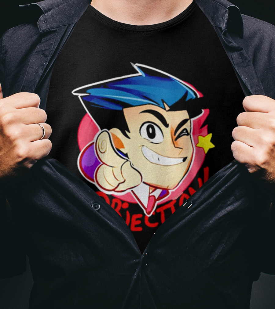 Phoenix Wright Ace Attorney Objection Winking Pose T-Shirt