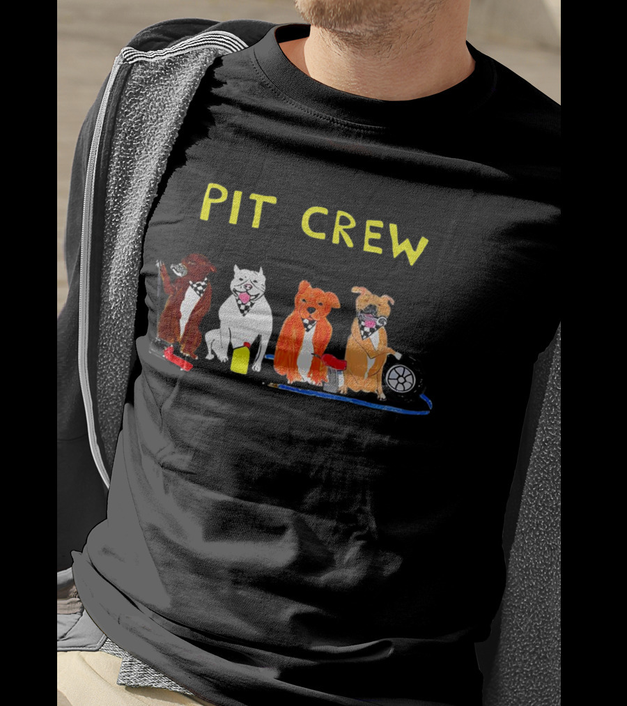 Pit Crew Pitbulls With Racing Equipment T-Shirt