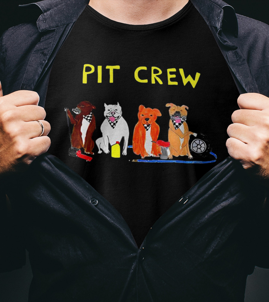 Pit Crew Pitbulls With Racing Equipment T-Shirt
