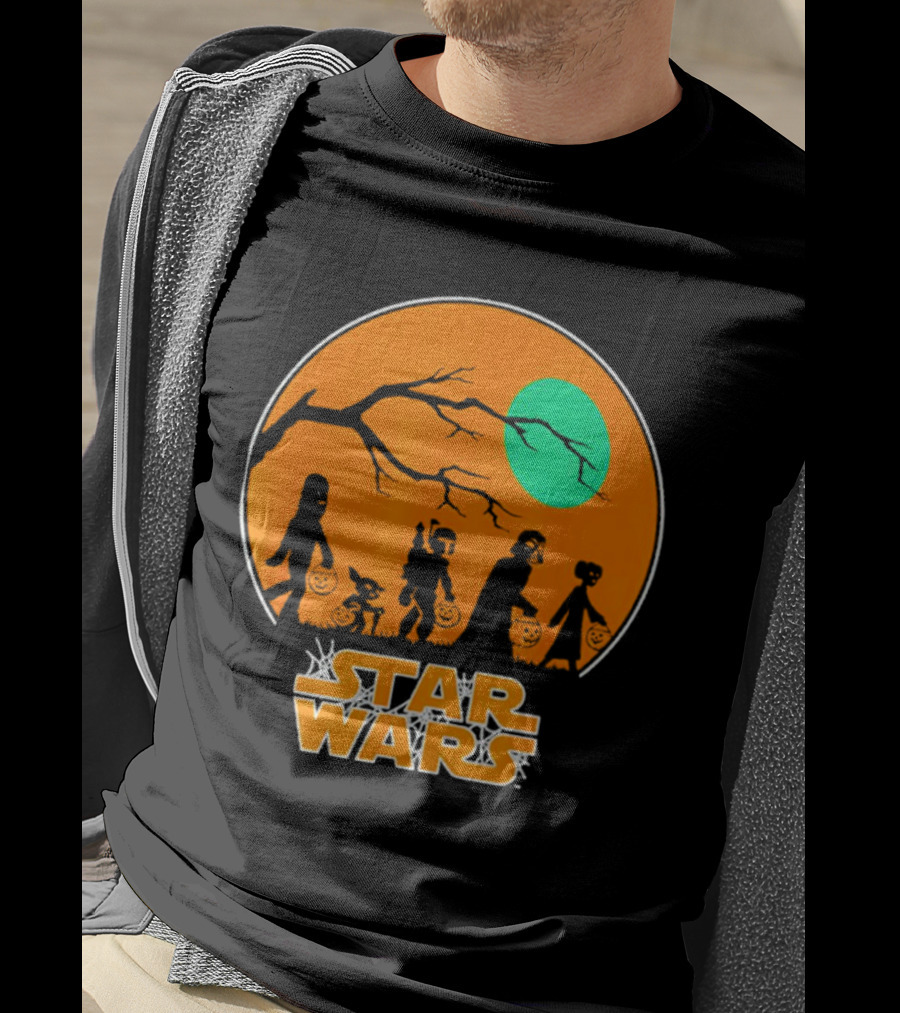 Star Wars Halloween Trick-or-Treating Silhouette Moon T-Shirt