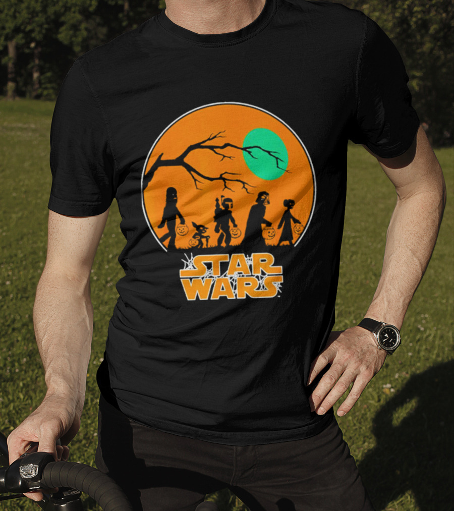 Star Wars Halloween Trick-or-Treating Silhouette Moon T-Shirt