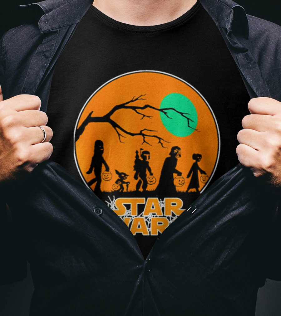 Star Wars Halloween Trick-or-Treating Silhouette Moon T-Shirt