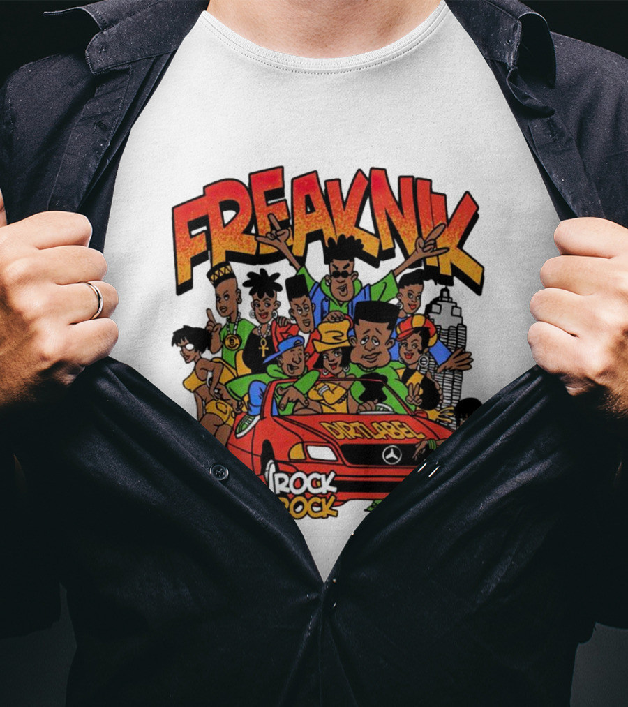 FreakNik I Wanna Rock Cartoon Characters In Red Car T-Shirt