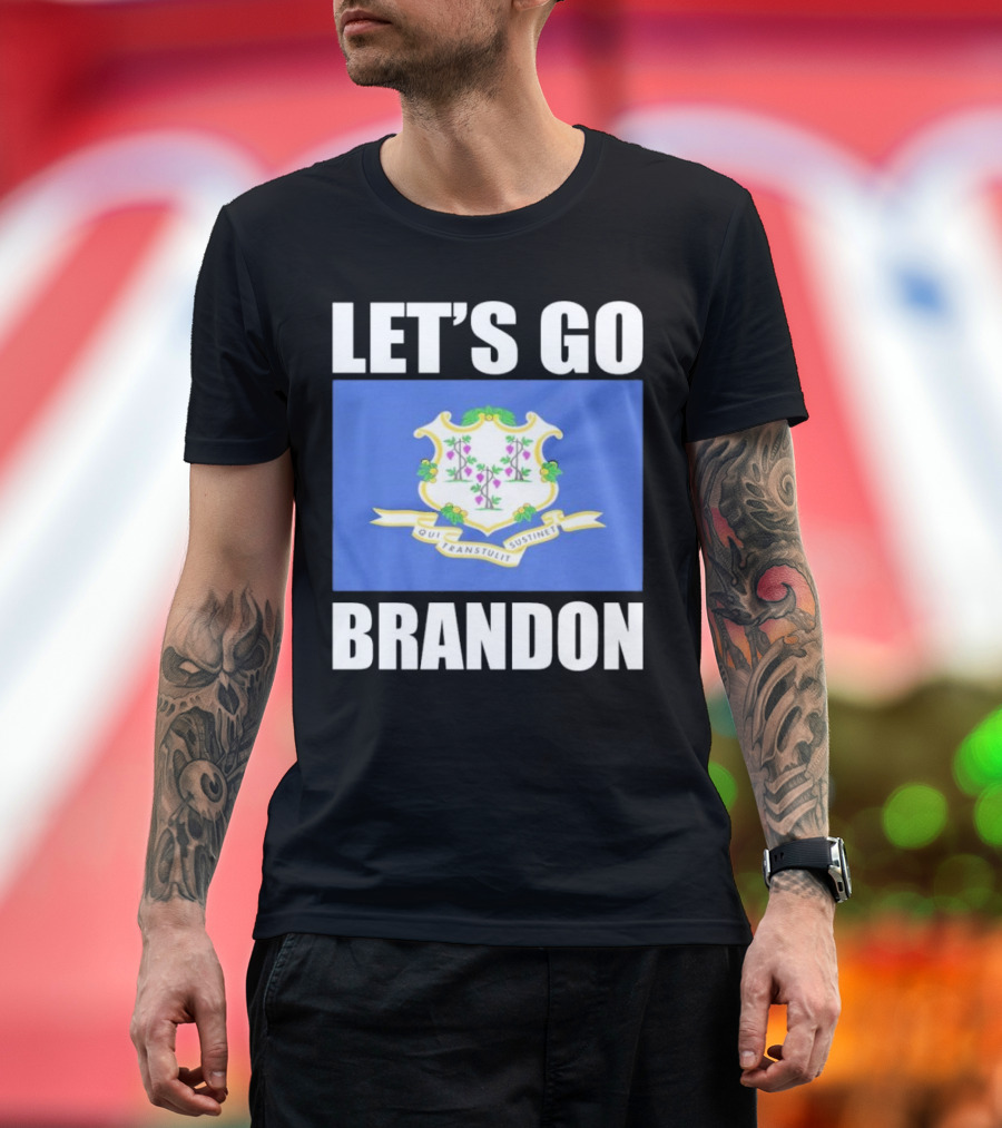 LET'S GO BRANDON Qui Transtulit Sustinet Connecticut Flag T-Shirt
