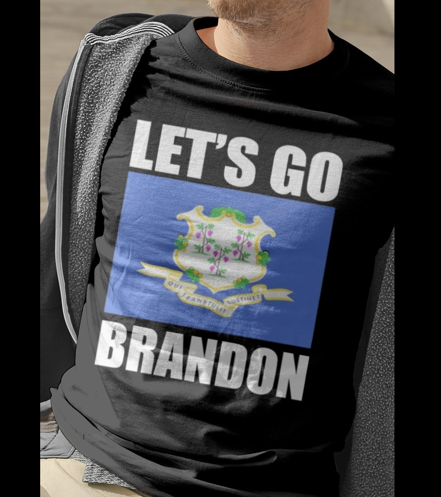 LET'S GO BRANDON Qui Transtulit Sustinet Connecticut Flag T-Shirt