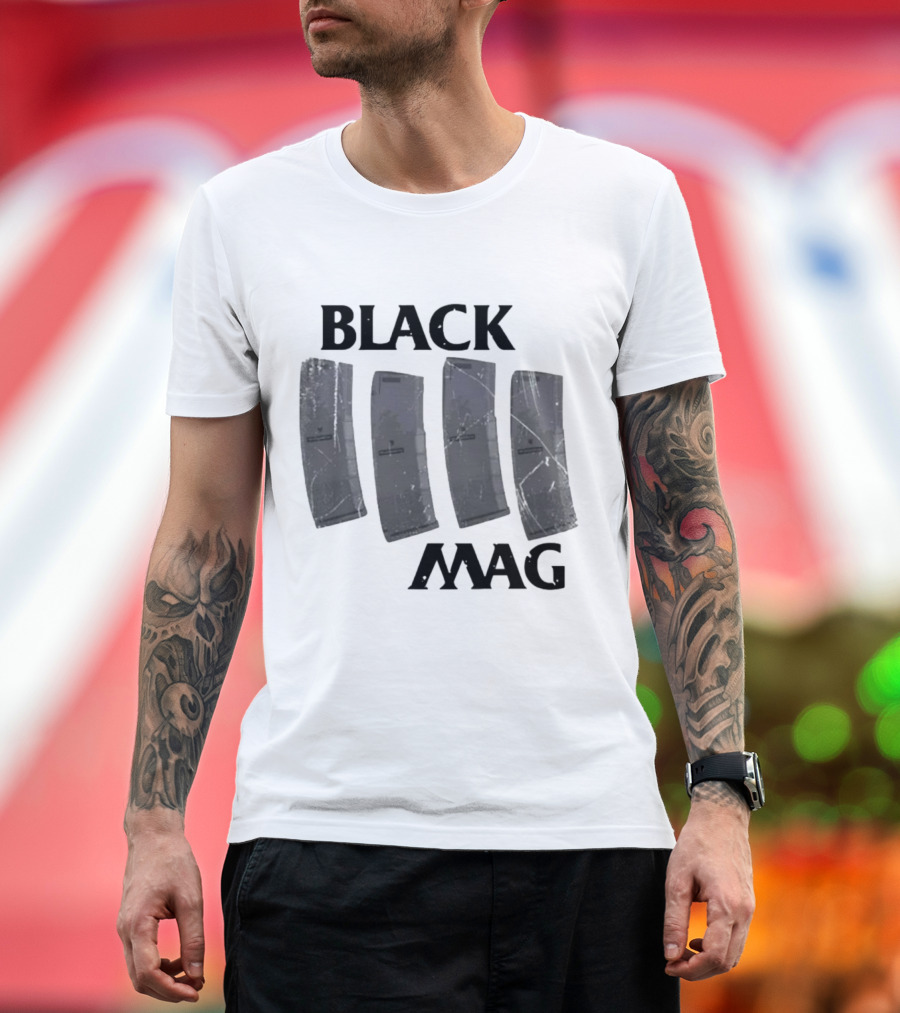 BLACK MAG Scratched and Weathered Magazines T-Shirt