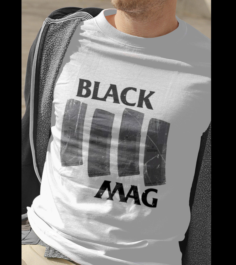 BLACK MAG Scratched And Weathered Magazines T-Shirt