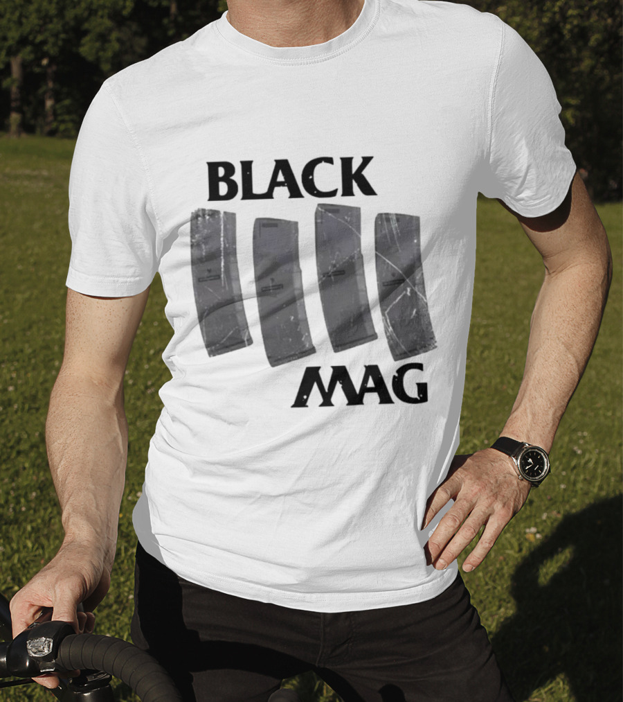 BLACK MAG Scratched And Weathered Magazines T-Shirt