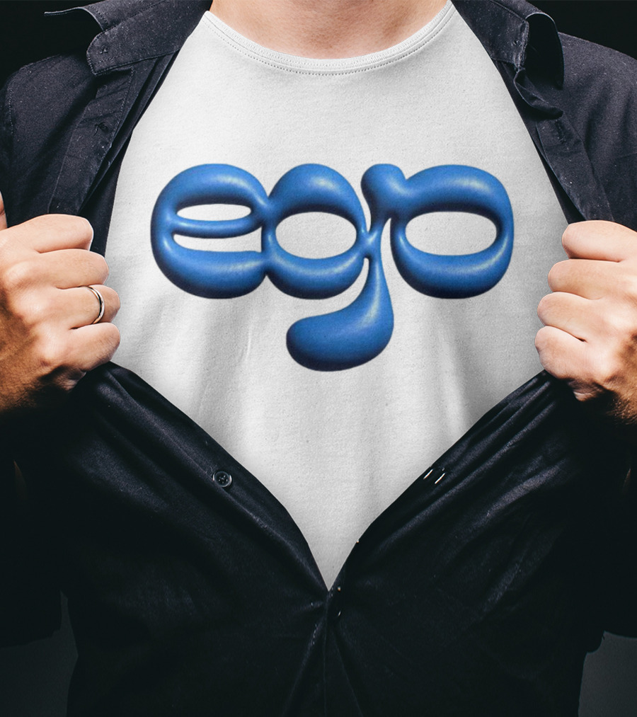 Ego Logo Blue Text T-Shirt