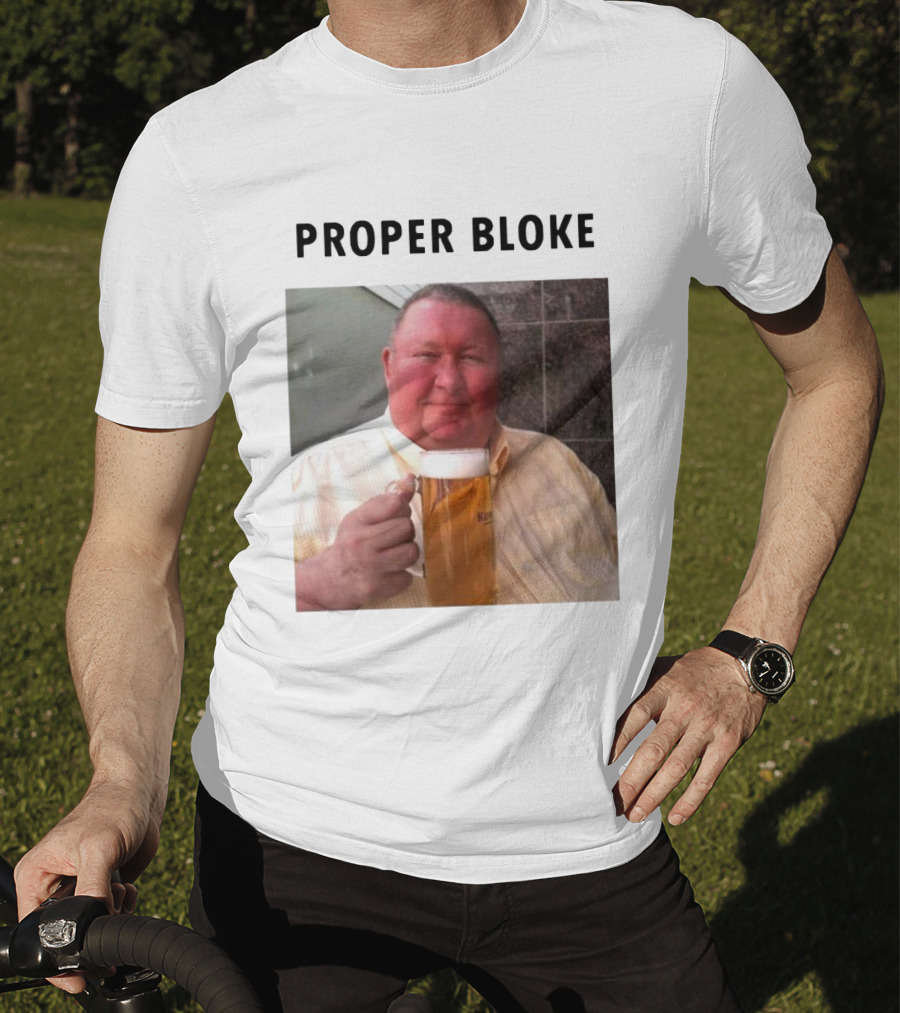 Proper Bloke Holding Beer With Contented Expression T-Shirt