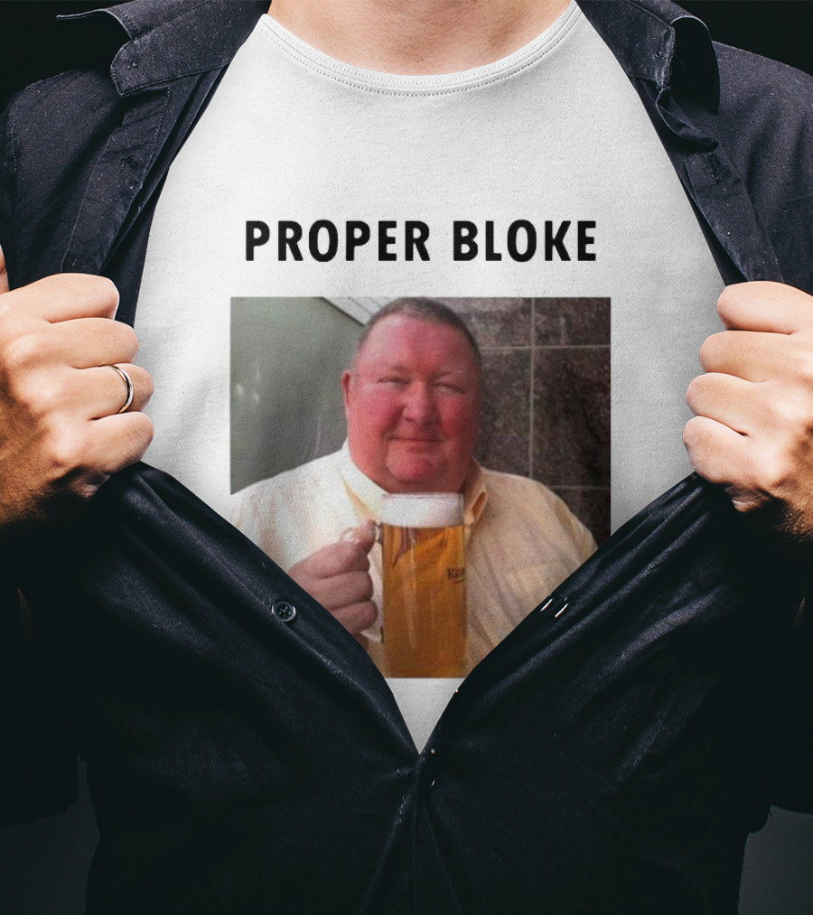 Proper Bloke Holding Beer With Contented Expression T-Shirt