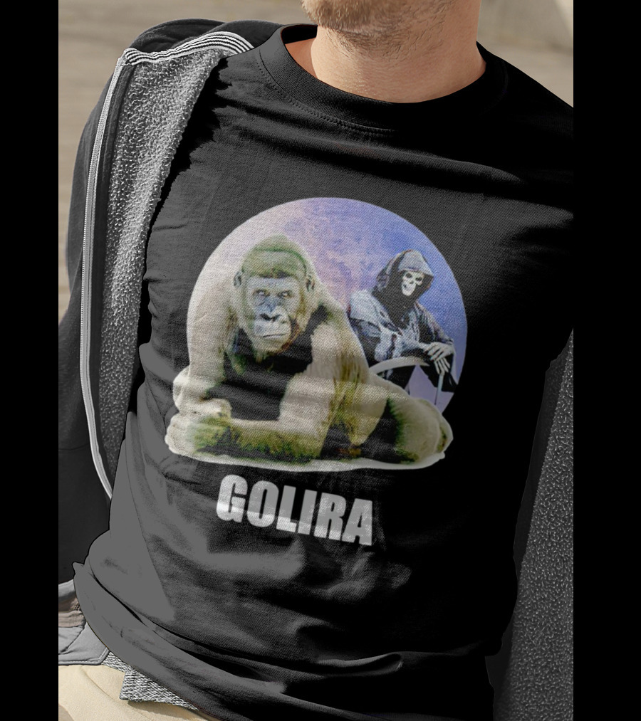 Gorilla With Grim Reaper In Cosmic Golira Scene T-Shirt