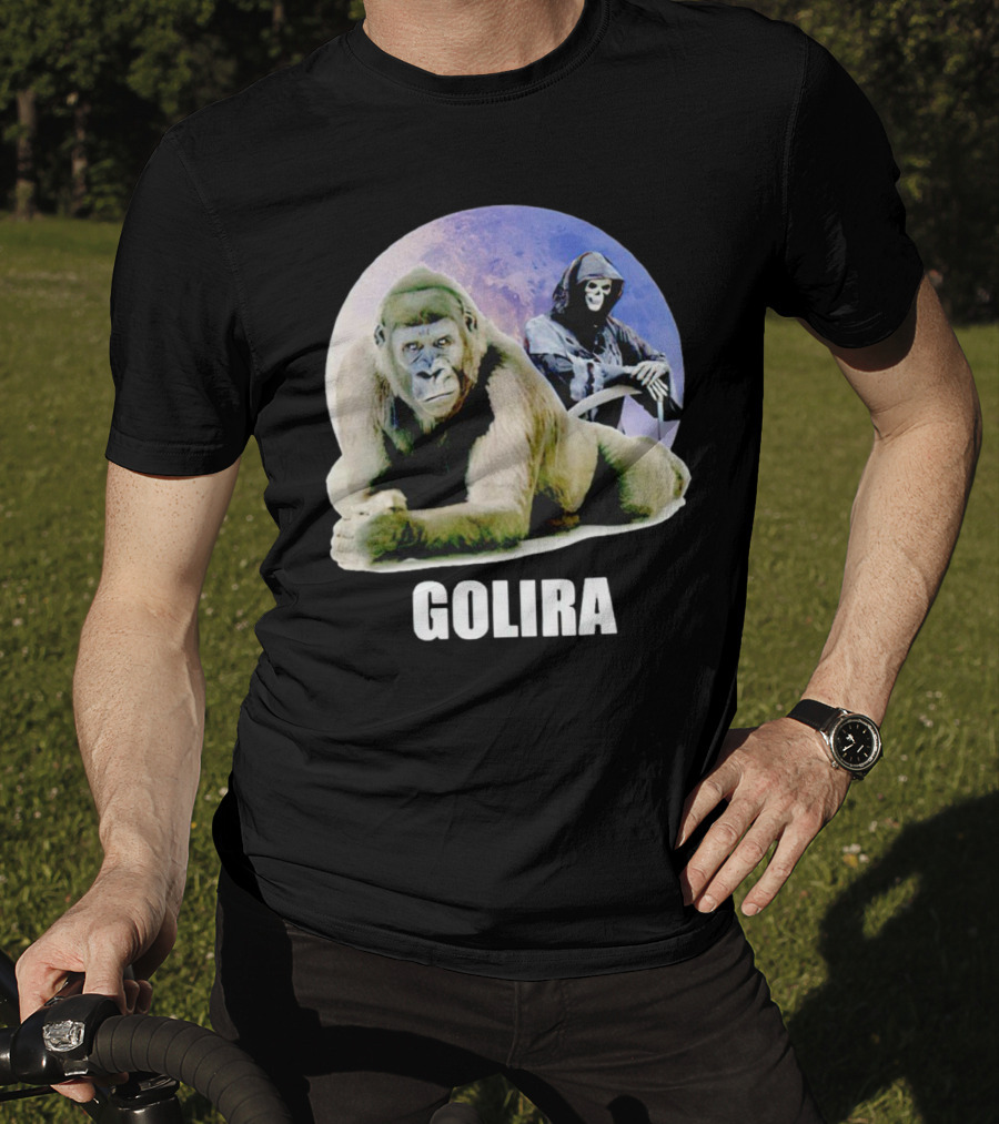 Gorilla With Grim Reaper In Cosmic Golira Scene T-Shirt